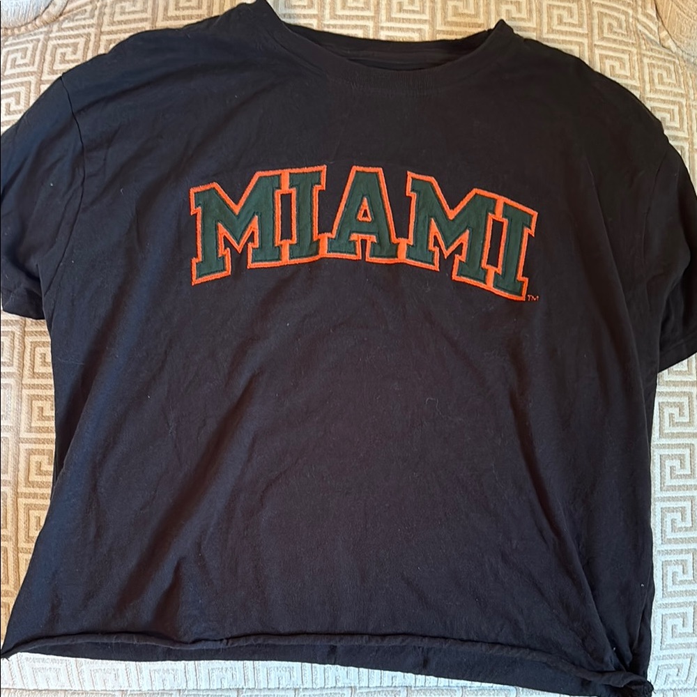 University of Miami League Black T-Shirt with Miami Graphic